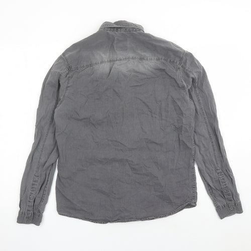 DNMX Mens Grey Cotton Button-Up Size S Collared Button