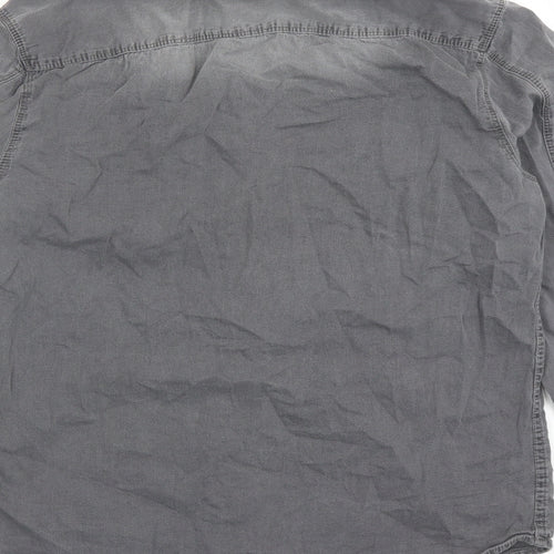 DNMX Mens Grey Cotton Button-Up Size S Collared Button