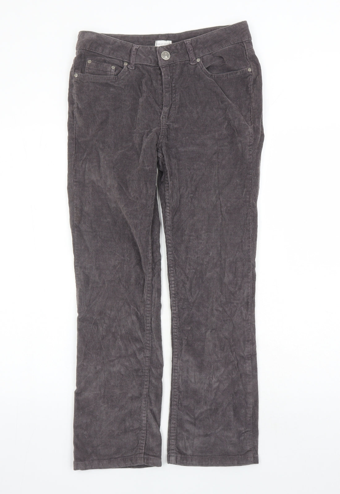 Minuet Womens Brown Cotton Trousers Size 8 L27 in Regular Zip