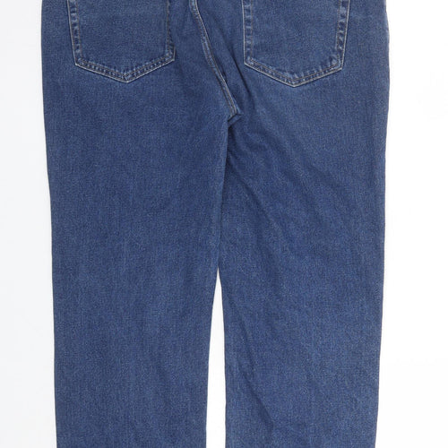 George Mens Blue Cotton Straight Jeans Size 38 in L31 in Regular Zip