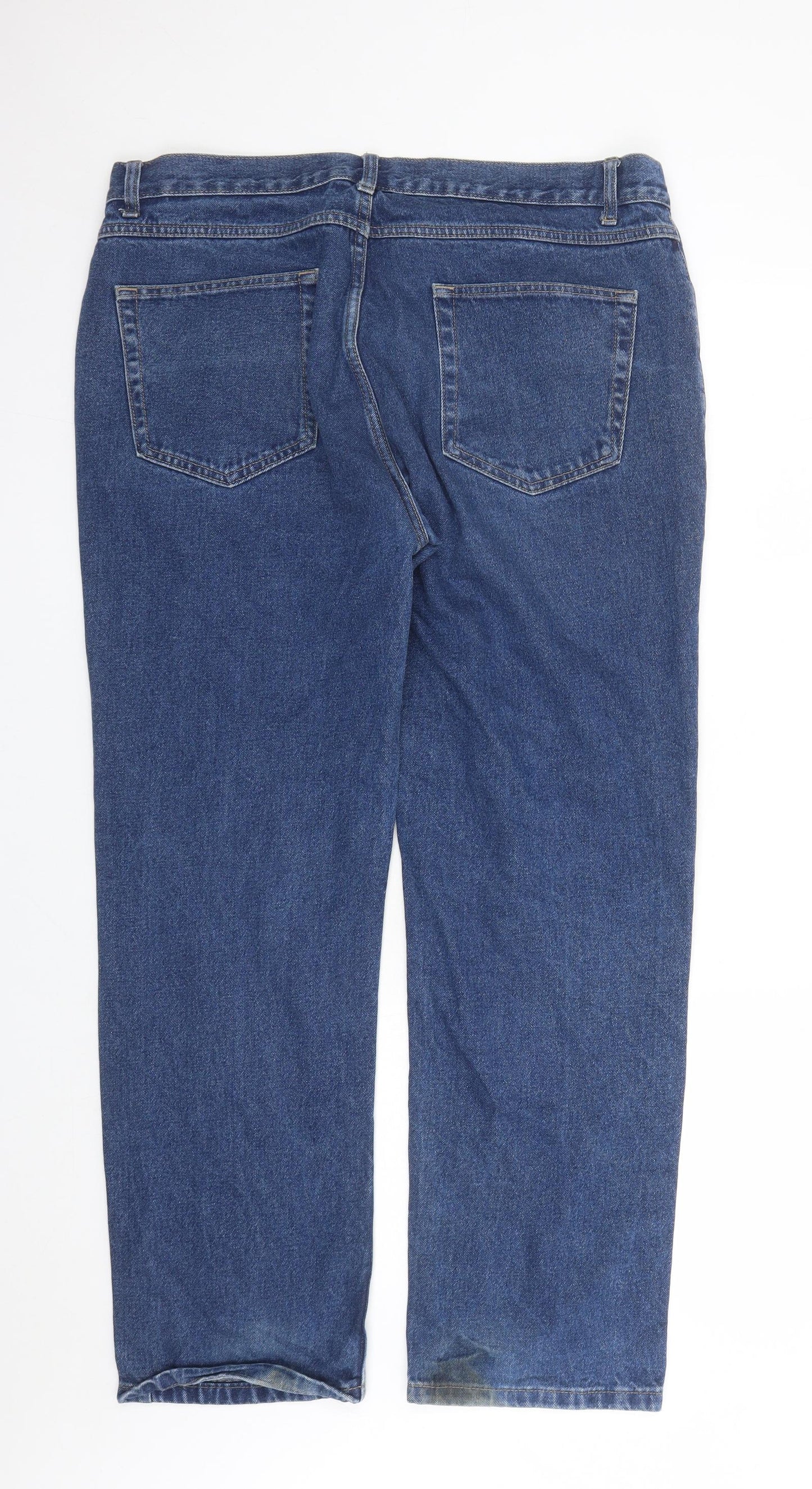 George Mens Blue Cotton Straight Jeans Size 38 in L31 in Regular Zip