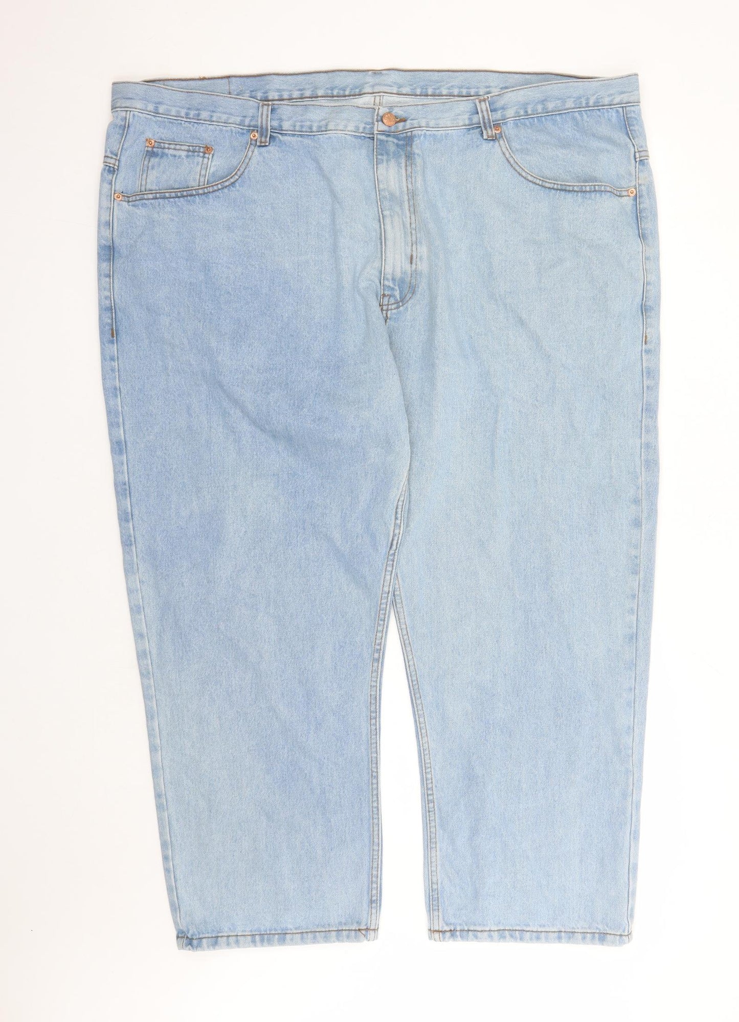 Euro Denim Mens Blue Cotton Straight Jeans Size 50 in L27 in Regular Zip