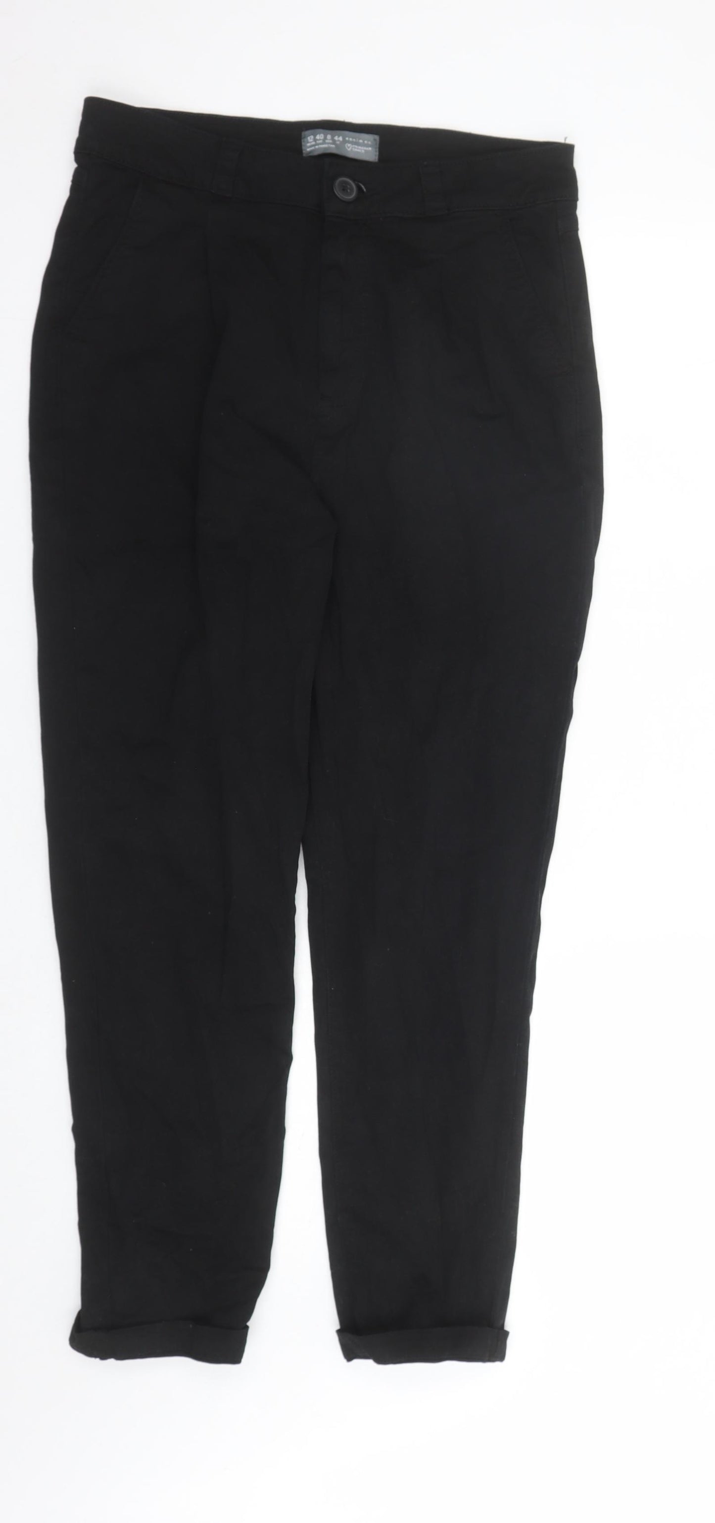 Denim & Co. Womens Black Cotton Mom Jeans Size 12 L27 in Regular Zip
