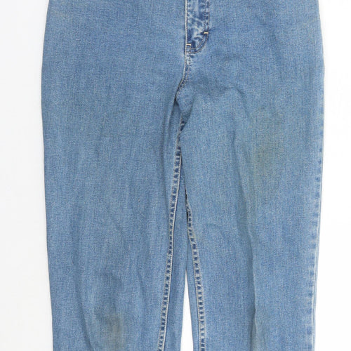St Michael Womens Blue Cotton Cropped Jeans Size 8 L20 in Regular Zip - Vintage