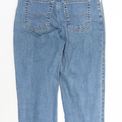 St Michael Womens Blue Cotton Cropped Jeans Size 8 L20 in Regular Zip - Vintage