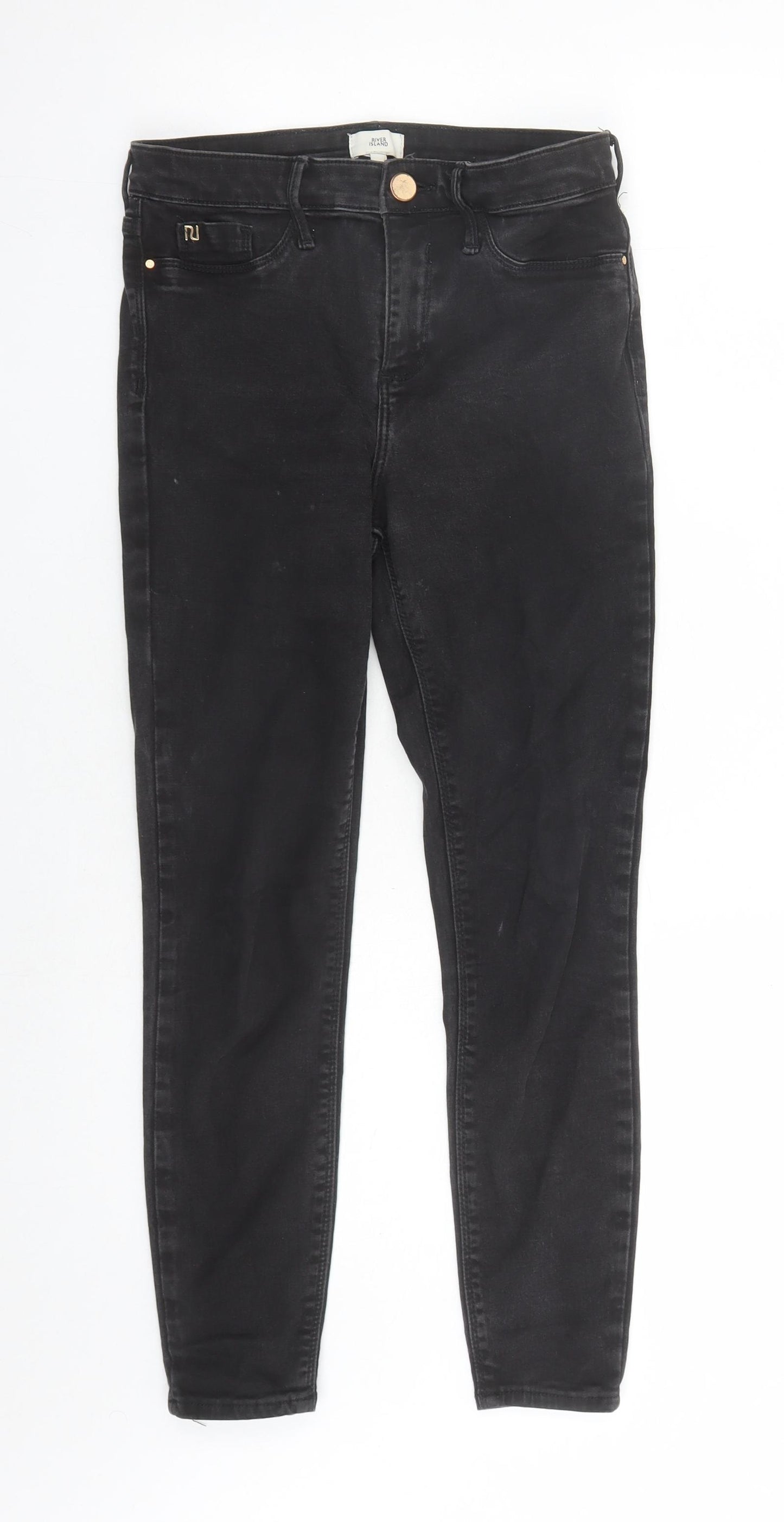 River Island Womens Black Cotton Skinny Jeans Size 10 L26 in Regular Zip