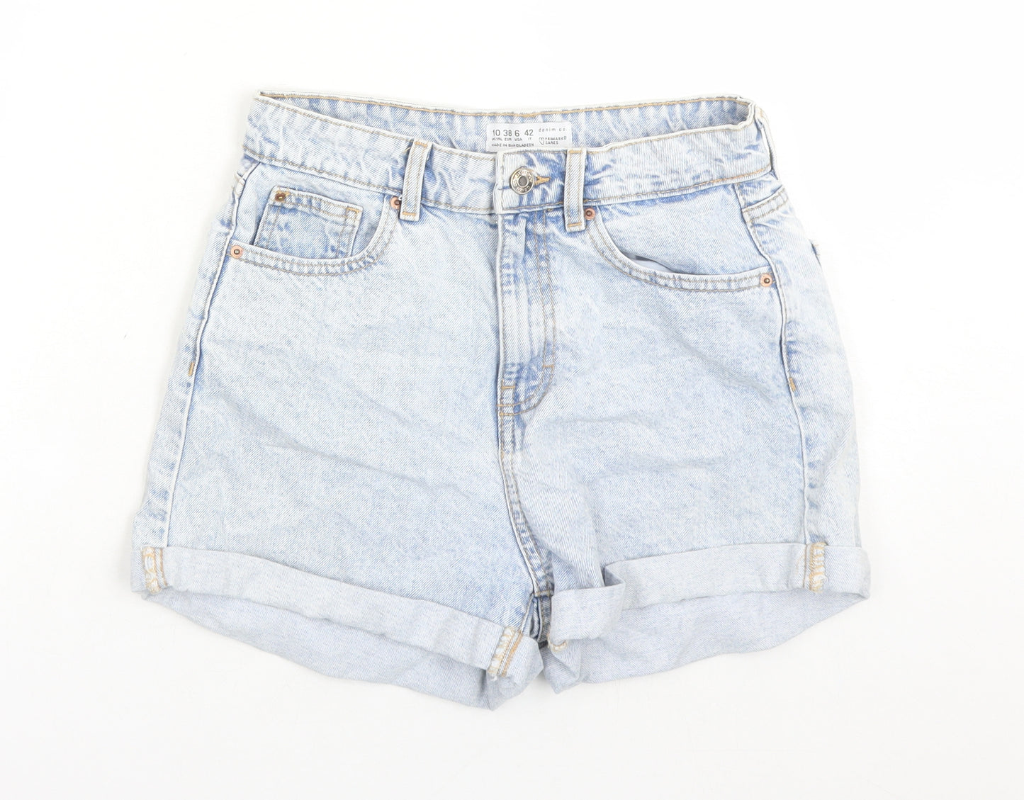 Denim & Co. Womens Blue Cotton Boyfriend Shorts Size 10 L3 in Regular Zip