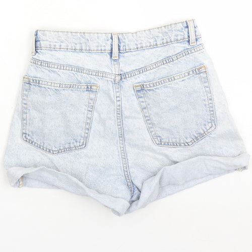 Denim & Co. Womens Blue Cotton Boyfriend Shorts Size 10 L3 in Regular Zip