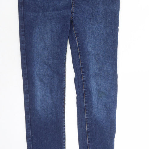 Denim & Co. Girls Blue Cotton Skinny Jeans Size 12-13 Years L25 in Regular Zip - Elasticated Waist