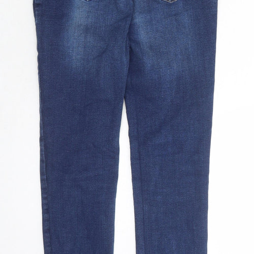Denim & Co. Girls Blue Cotton Skinny Jeans Size 12-13 Years L25 in Regular Zip - Elasticated Waist