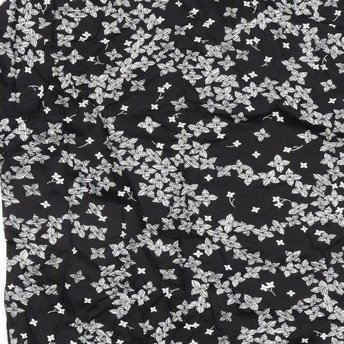 Autograph Mens Black Geometric Cotton Button-Up Size M Collared Button