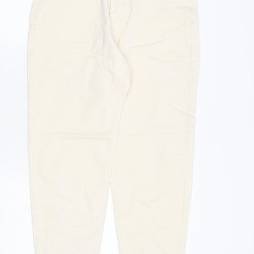 Marks and Spencer Mens Ivory Cotton Tapered Jeans Size 30 in L33 in Regular Zip