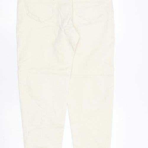 Marks and Spencer Mens Ivory Cotton Tapered Jeans Size 30 in L33 in Regular Zip