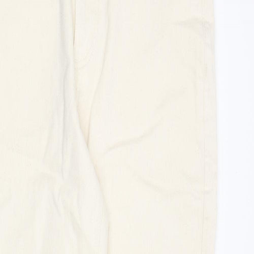 Marks and Spencer Mens Ivory Cotton Tapered Jeans Size 30 in L33 in Regular Zip