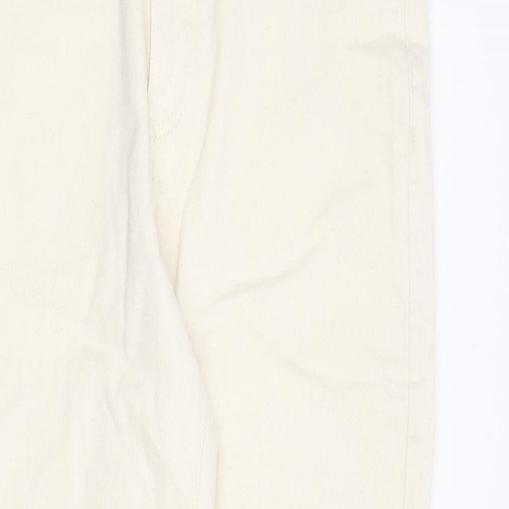 Marks and Spencer Mens Ivory Cotton Tapered Jeans Size 30 in L33 in Regular Zip