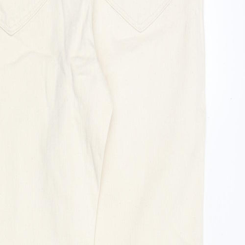 Marks and Spencer Mens Ivory Cotton Tapered Jeans Size 30 in L33 in Regular Zip