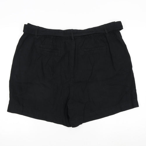 Per Una Womens Black 100% Cotton Basic Shorts Size 22 L6 in Regular Zip