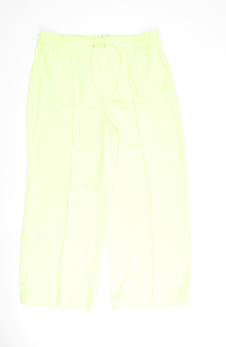 Marks and Spencer Womens Green Polyester Trousers Size 18 L30 in Regular Tie