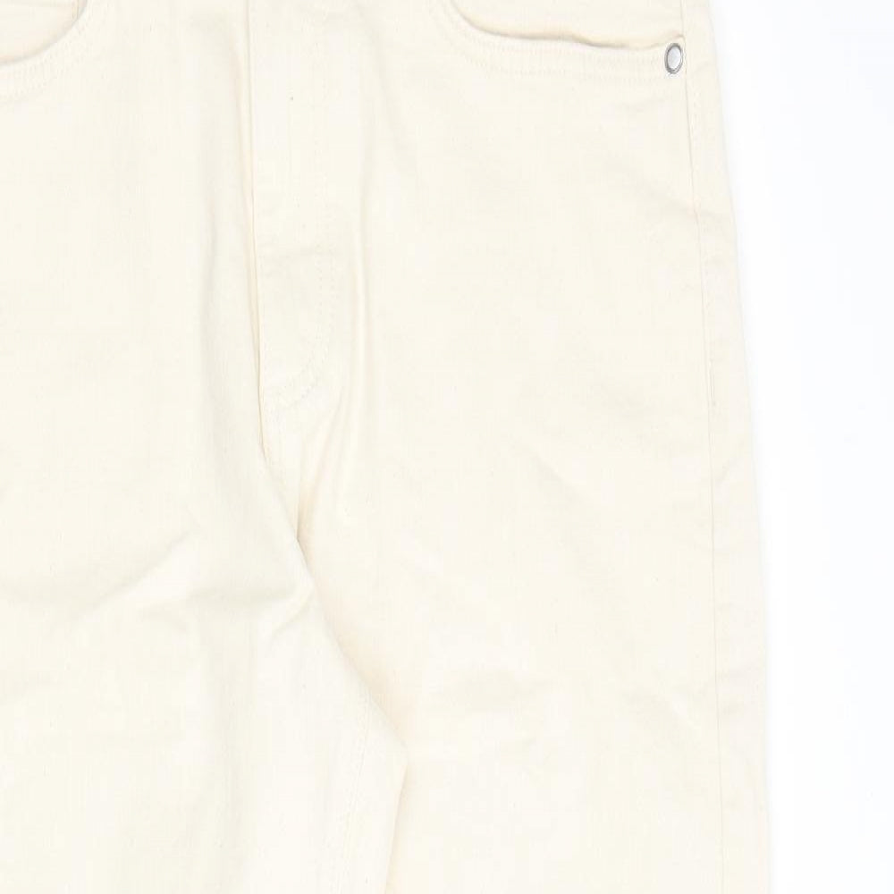 Marks and Spencer Mens Ivory Cotton Tapered Jeans Size 34 in L29 in Regular Zip