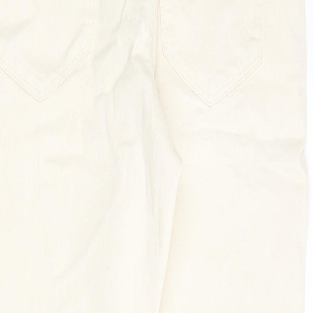 Marks and Spencer Mens Ivory Cotton Tapered Jeans Size 34 in L29 in Regular Zip