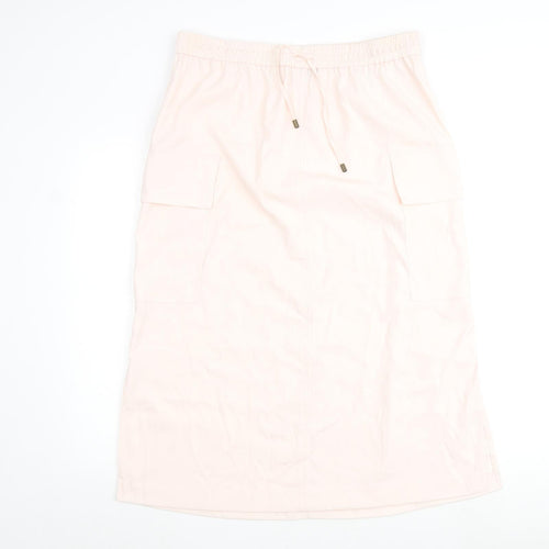 Marks and Spencer Womens Pink Polyester A-Line Skirt Size 16 Tie