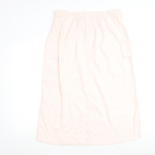 Marks and Spencer Womens Pink Polyester A-Line Skirt Size 16 Tie