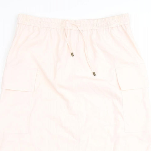Marks and Spencer Womens Pink Polyester A-Line Skirt Size 16 Tie