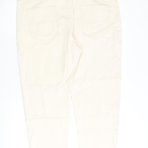 Marks and Spencer Mens Ivory Cotton Tapered Jeans Size 40 in L31 in Regular Zip