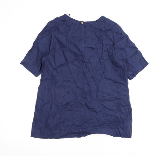 Marks and Spencer Womens Blue Flax Basic Blouse Size 10 Round Neck
