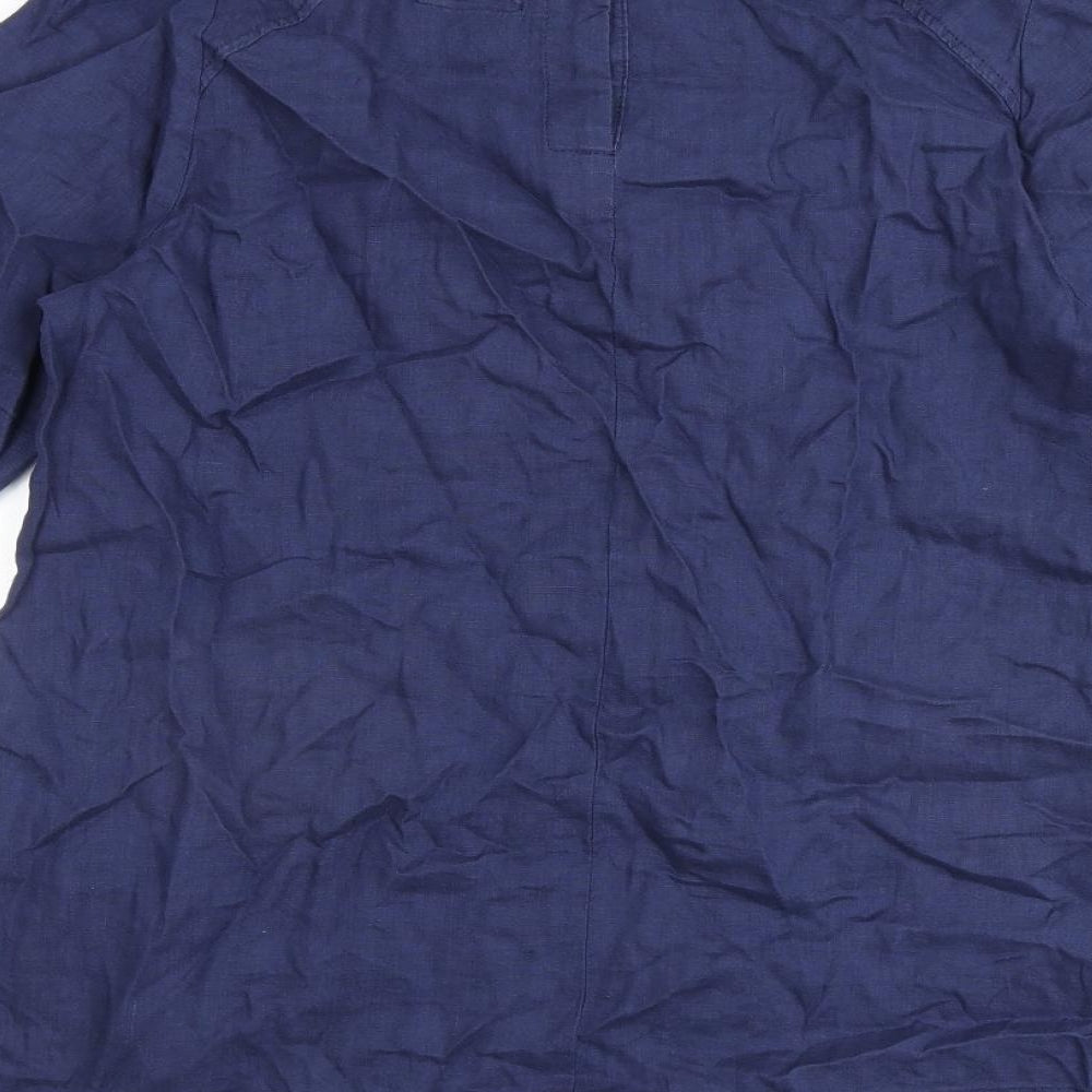 Marks and Spencer Womens Blue Flax Basic Blouse Size 10 Round Neck