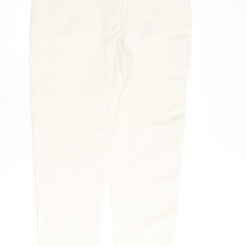 Marks and Spencer Mens Ivory Cotton Tapered Jeans Size 36 in L33 in Regular Zip