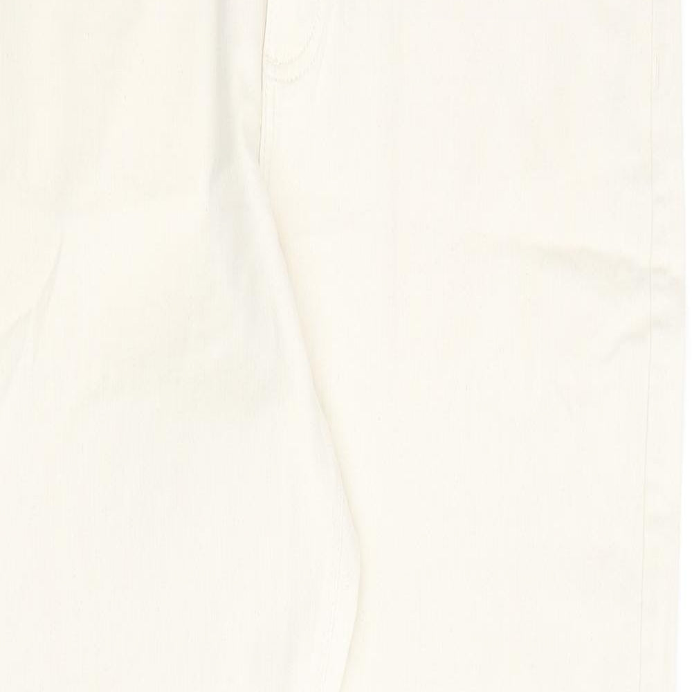 Marks and Spencer Mens Ivory Cotton Tapered Jeans Size 36 in L33 in Regular Zip