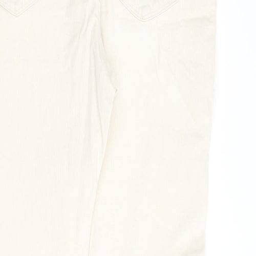 Marks and Spencer Mens Ivory Cotton Tapered Jeans Size 36 in L33 in Regular Zip