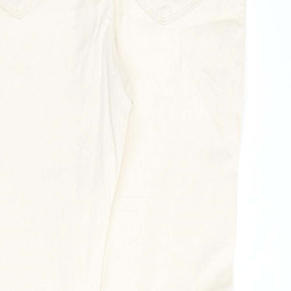 Marks and Spencer Mens Ivory Cotton Tapered Jeans Size 36 in L33 in Regular Zip