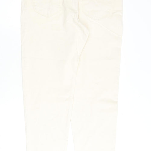 Marks and Spencer Mens Ivory Cotton Tapered Jeans Size 34 in L33 in Regular Zip