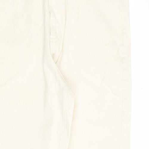 Marks and Spencer Mens Ivory Cotton Tapered Jeans Size 34 in L33 in Regular Zip