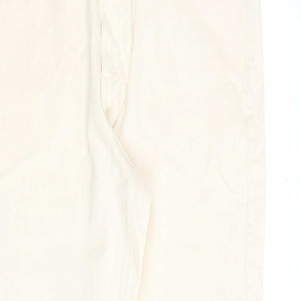 Marks and Spencer Mens Ivory Cotton Tapered Jeans Size 34 in L33 in Regular Zip