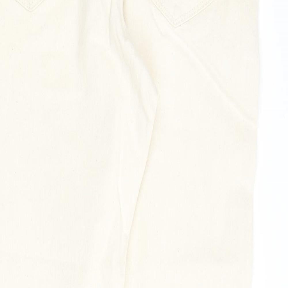 Marks and Spencer Mens Ivory Cotton Tapered Jeans Size 34 in L33 in Regular Zip