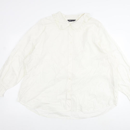 Marks and Spencer Womens White 100% Merino Wool Basic Blouse Size 24 Collared