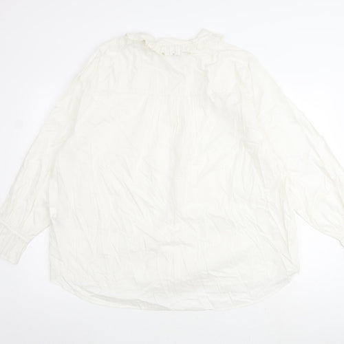 Marks and Spencer Womens White 100% Merino Wool Basic Blouse Size 24 Collared