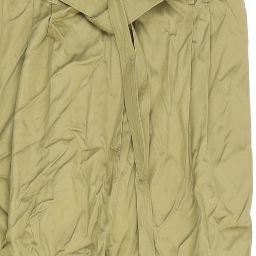 Marks and Spencer Womens Green Lyocell Trousers Size 22 L25 in Regular Zip