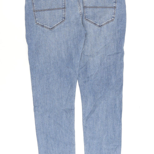 Marks and Spencer Mens Blue Cotton Straight Jeans Size 32 in L29 in Slim Zip