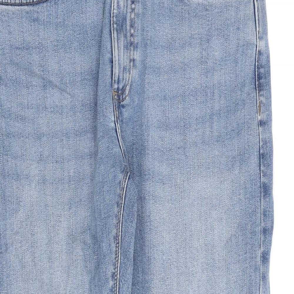 Marks and Spencer Mens Blue Cotton Straight Jeans Size 32 in L29 in Slim Zip