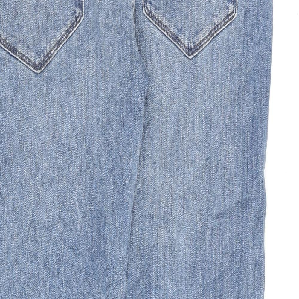 Marks and Spencer Mens Blue Cotton Straight Jeans Size 32 in L29 in Slim Zip