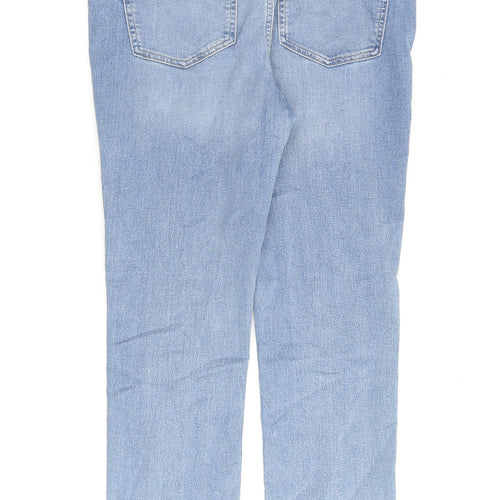 Marks and Spencer Womens Blue Cotton Straight Jeans Size 12 L28 in Slim Zip