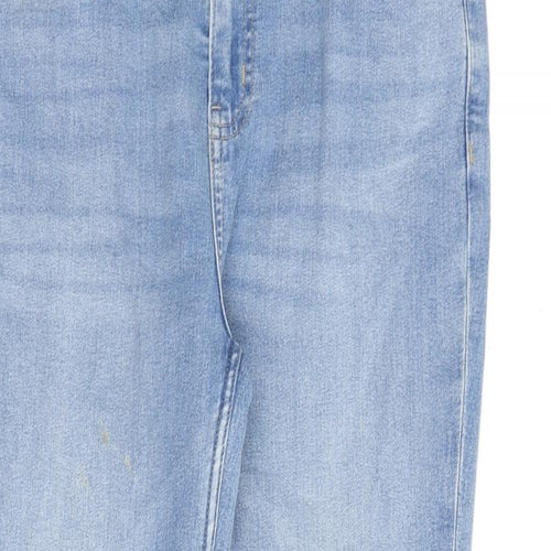 Marks and Spencer Womens Blue Cotton Straight Jeans Size 12 L28 in Slim Zip