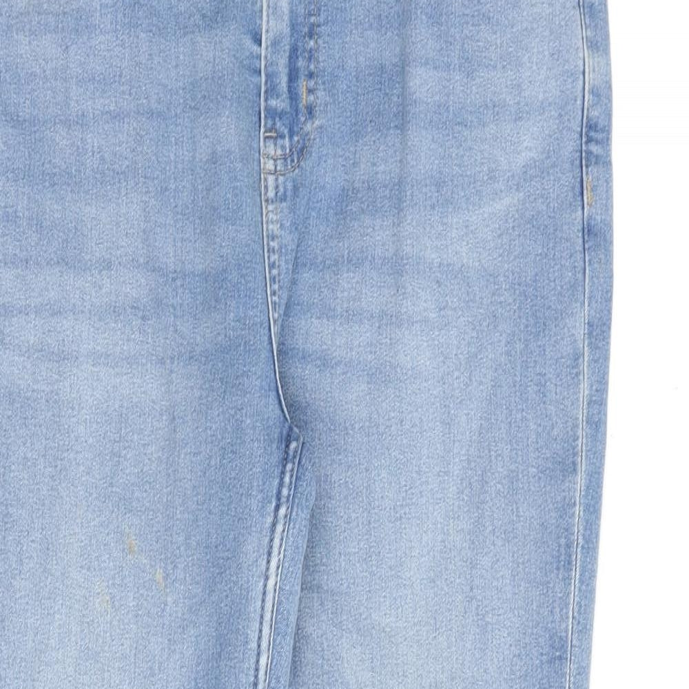 Marks and Spencer Womens Blue Cotton Straight Jeans Size 12 L28 in Slim Zip