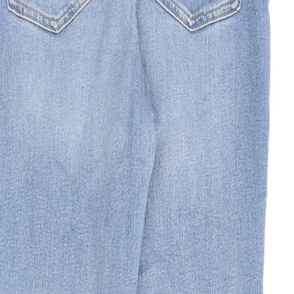 Marks and Spencer Womens Blue Cotton Straight Jeans Size 12 L28 in Slim Zip