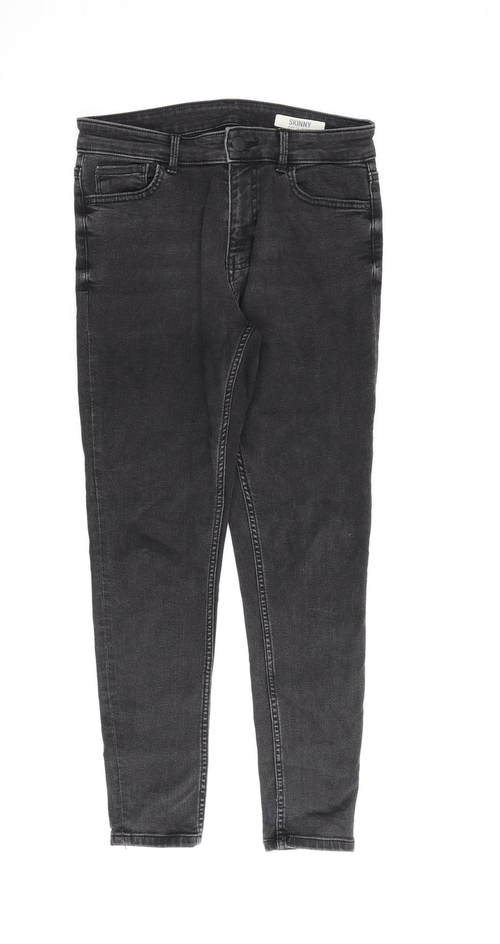 Marks and Spencer Womens Grey Cotton Skinny Jeans Size 10 L28 in Regular Zip