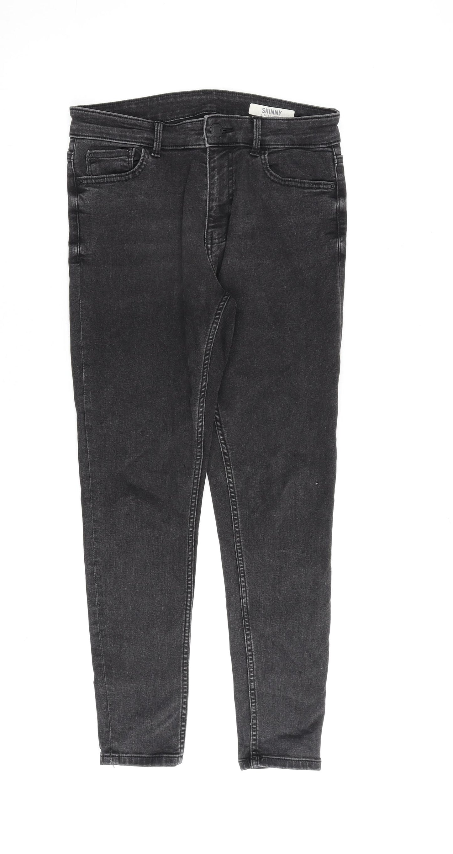 Marks and Spencer Womens Grey Cotton Skinny Jeans Size 10 L28 in Regular Zip